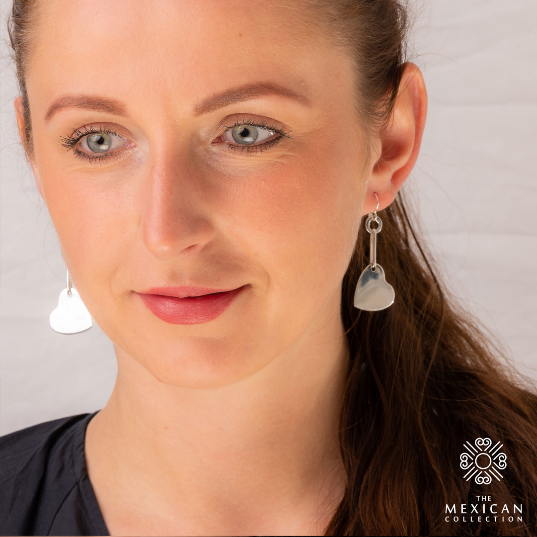 Sterling Silver Love Heart Dangle Earrings