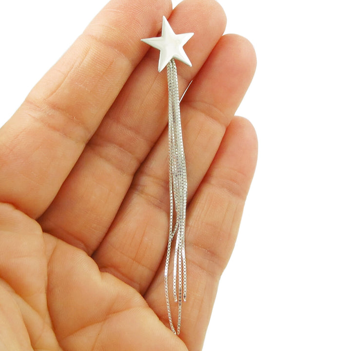 Shooting Star Fringe Earrings in 925 Silver - Handmade Jewellery