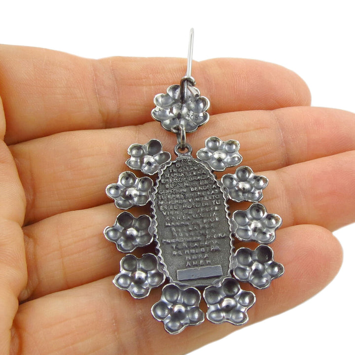 Silver Mexican Artisan Virgin of Guadalupe Earrings