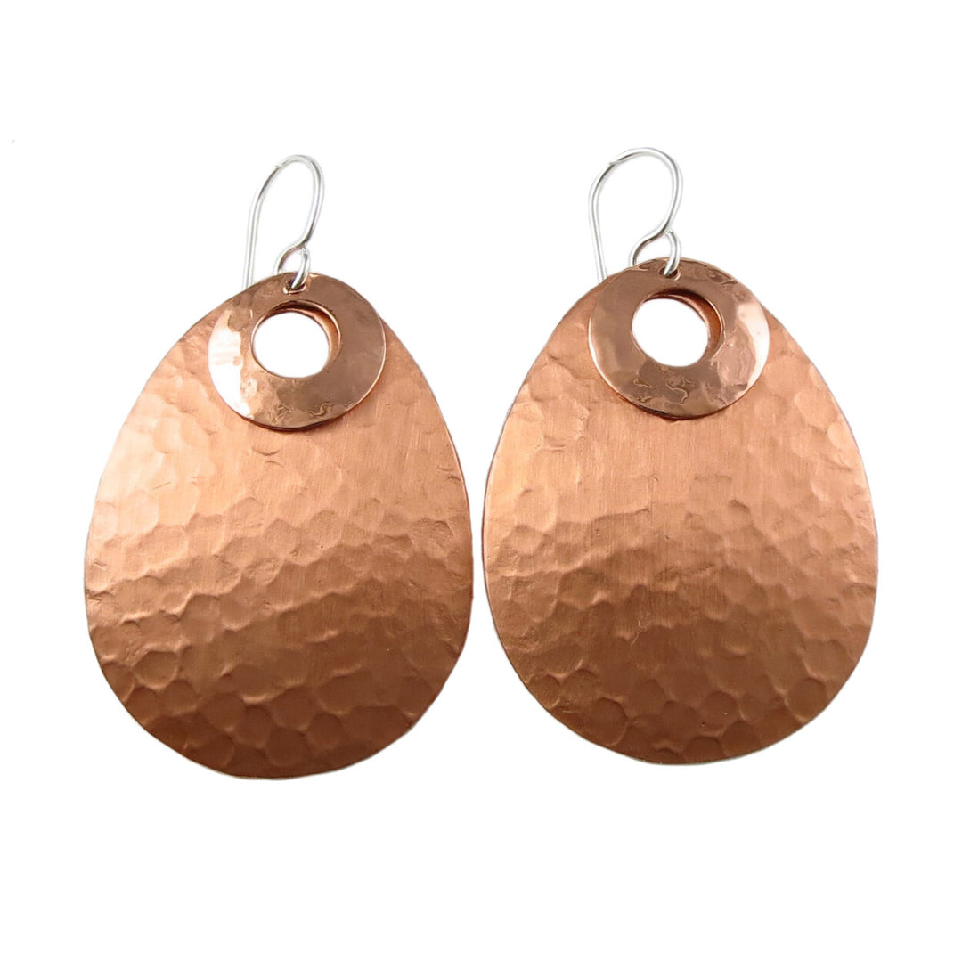 Hammered Copper Teardrop Earrings - Handmade