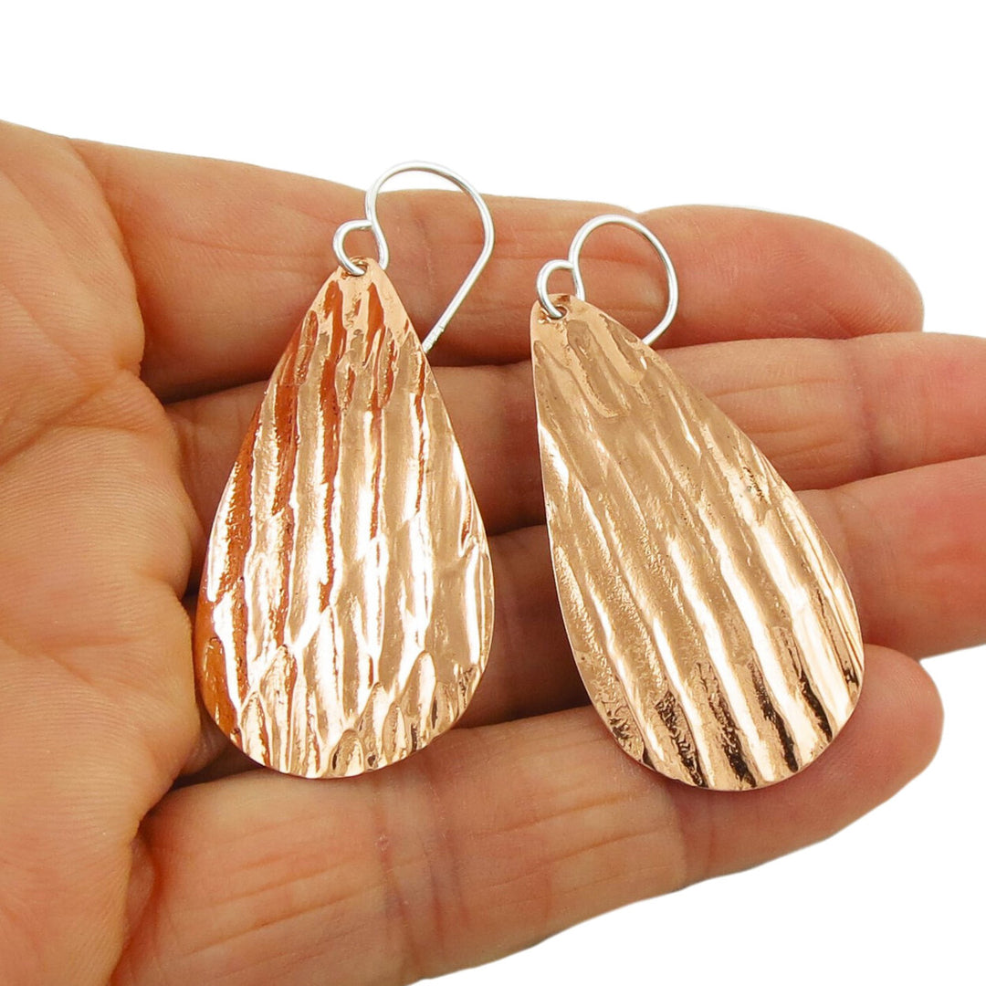 Long Copper Earrings - Handmade Mexican Jewellery
