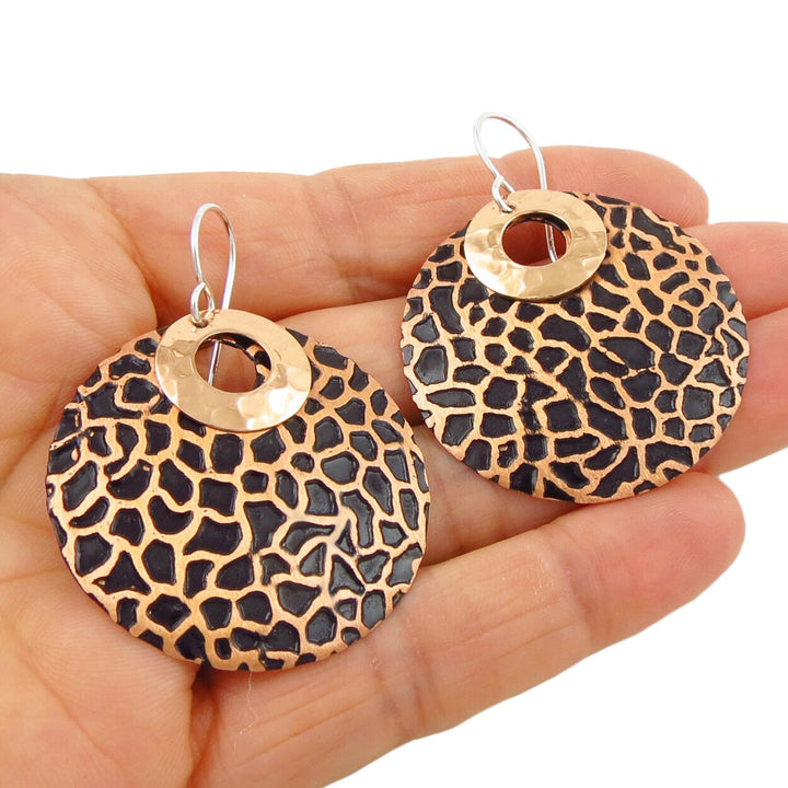 Large Animal Print Copper Earrings - Handmade Jewellery