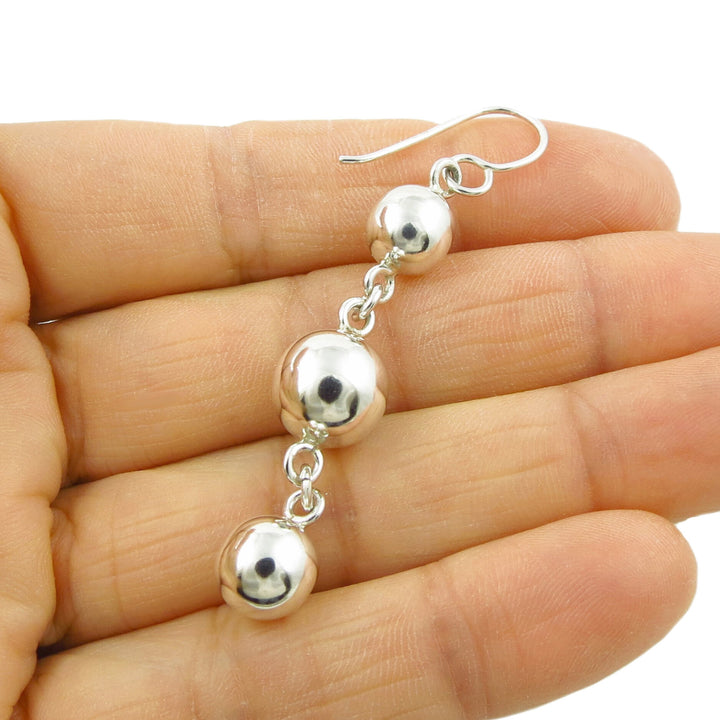 Sterling Silver Ball Bead Dangly Earrings for Women