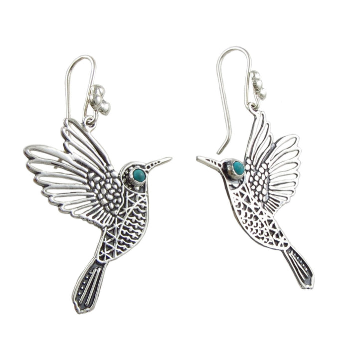 Sterling Silver Hummingbird Dangle Earrings