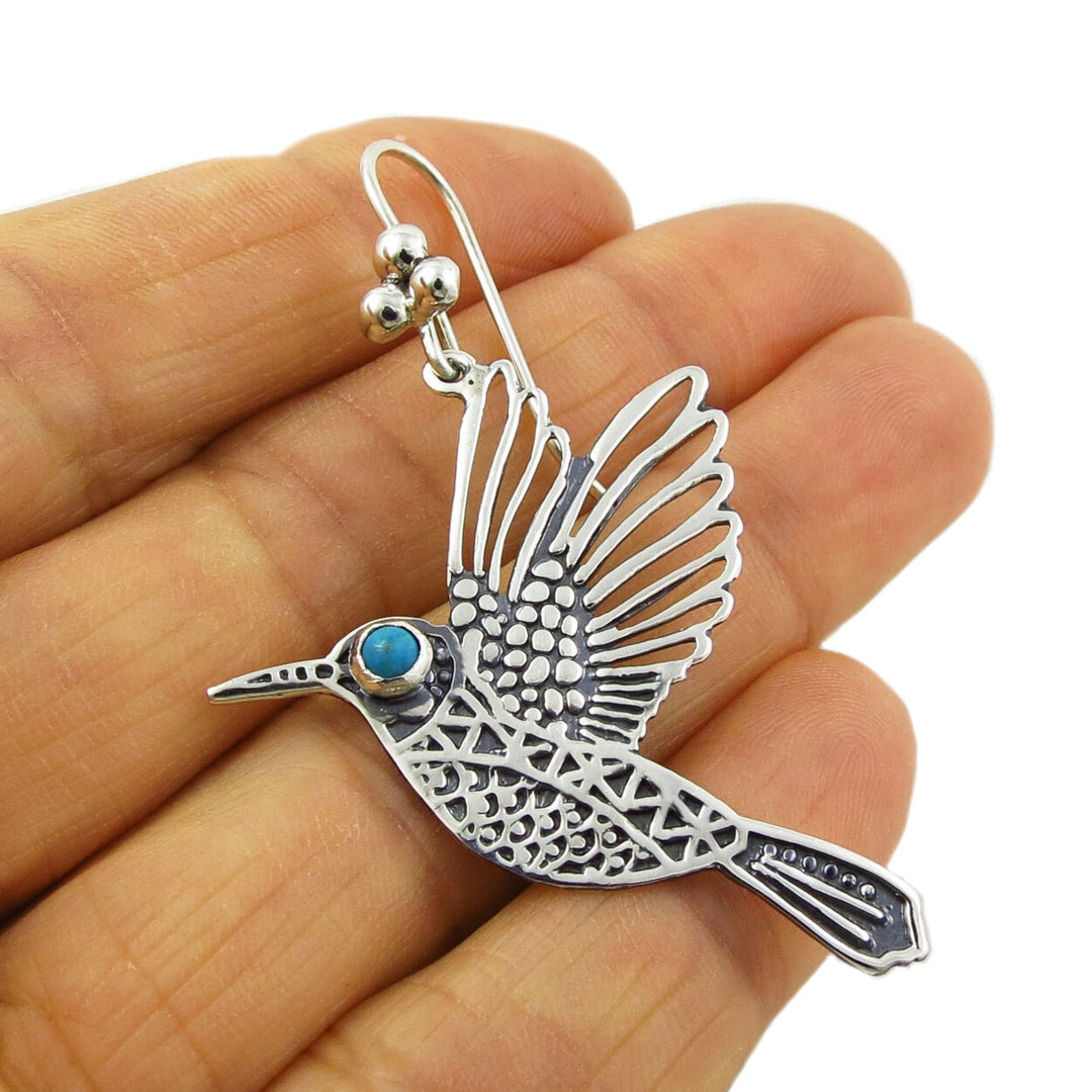 Sterling Silver Hummingbird Dangle Earrings