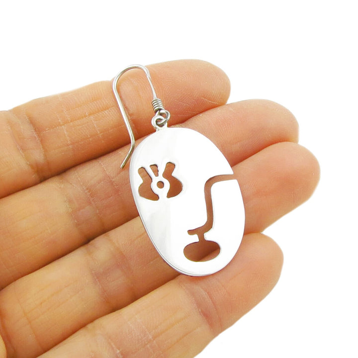 Abstract Female Face 925 Silver Dangle Earrings