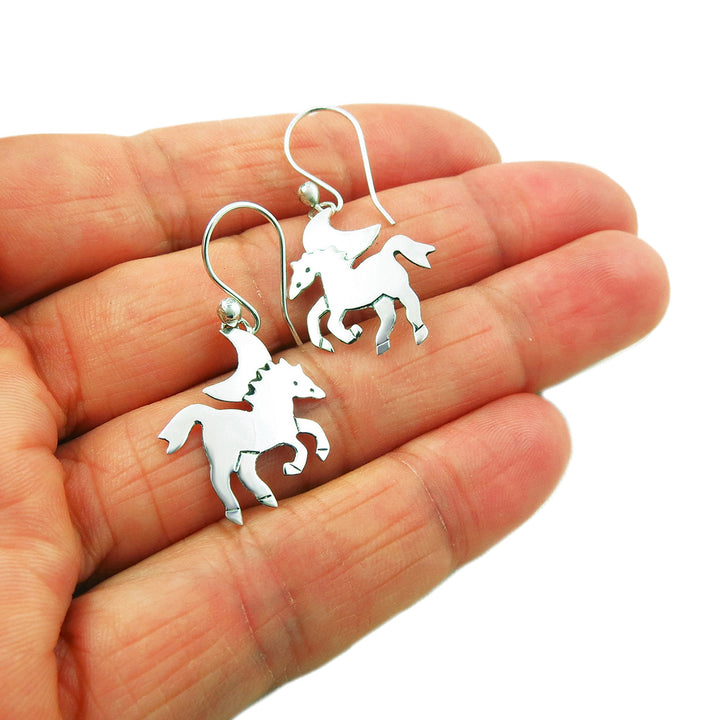 Galloping Horse 925 Sterling Silver Earrings