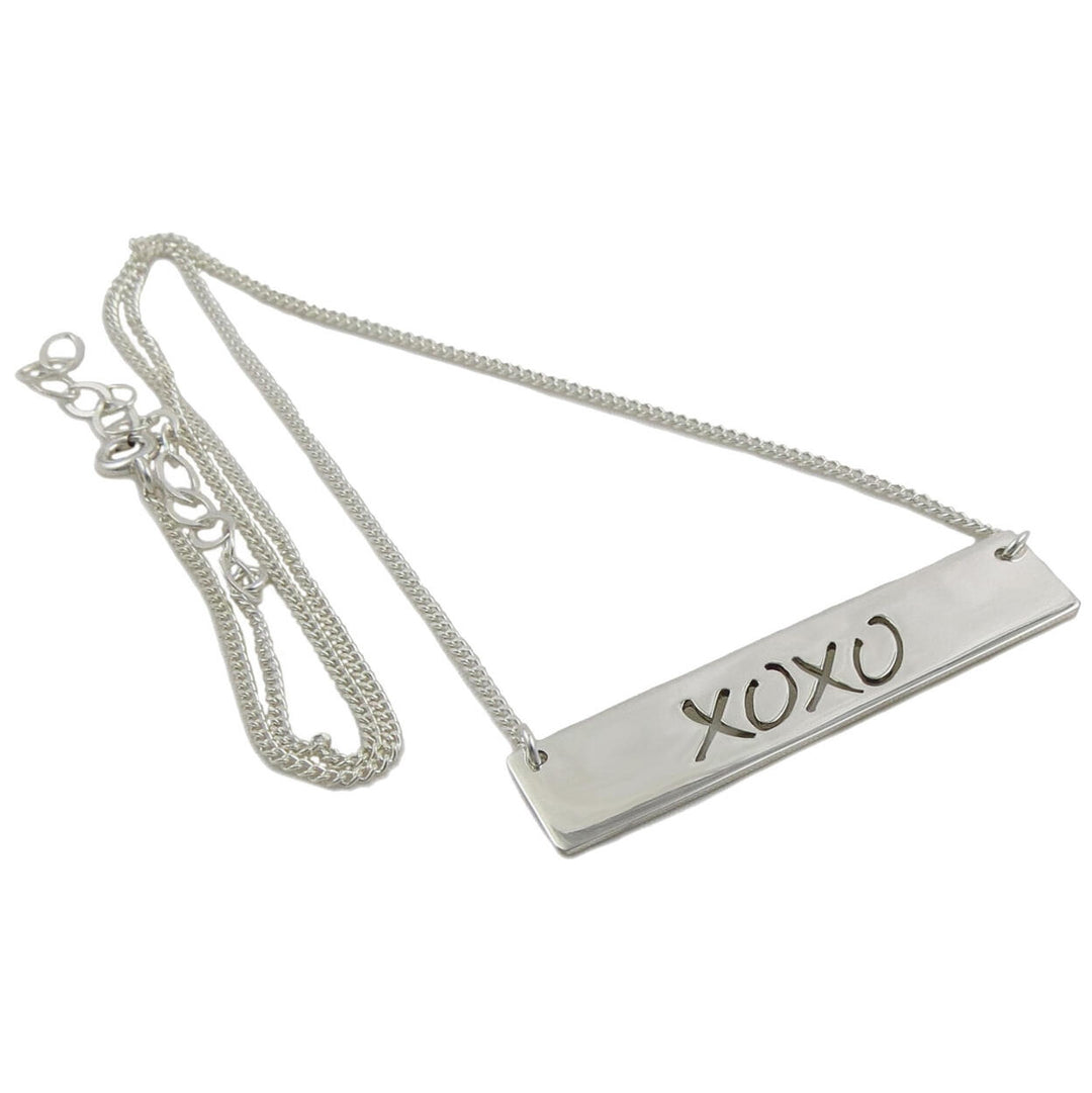 XOXO 925 Sterling Silver Bar Greeting Tag Necklace