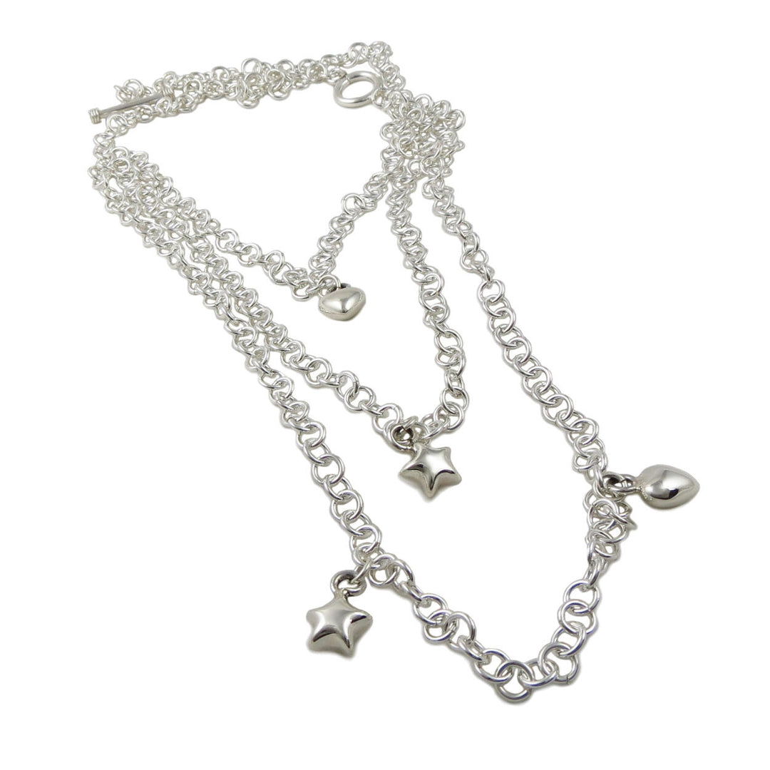 Layered Chain 925 Sterling Silver Hallmarked Triple Drop Necklace