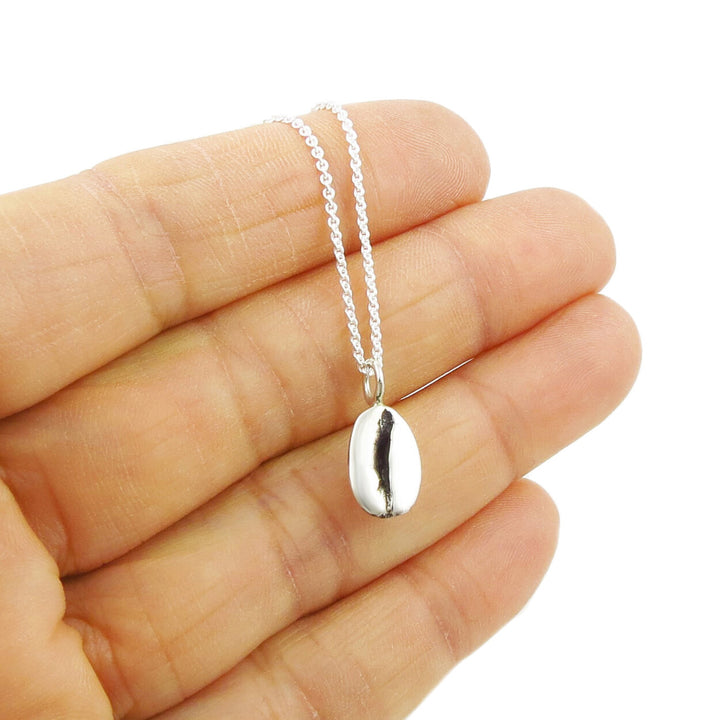 Coffee Lover Silver Cocoa Bean Necklace - Handmade