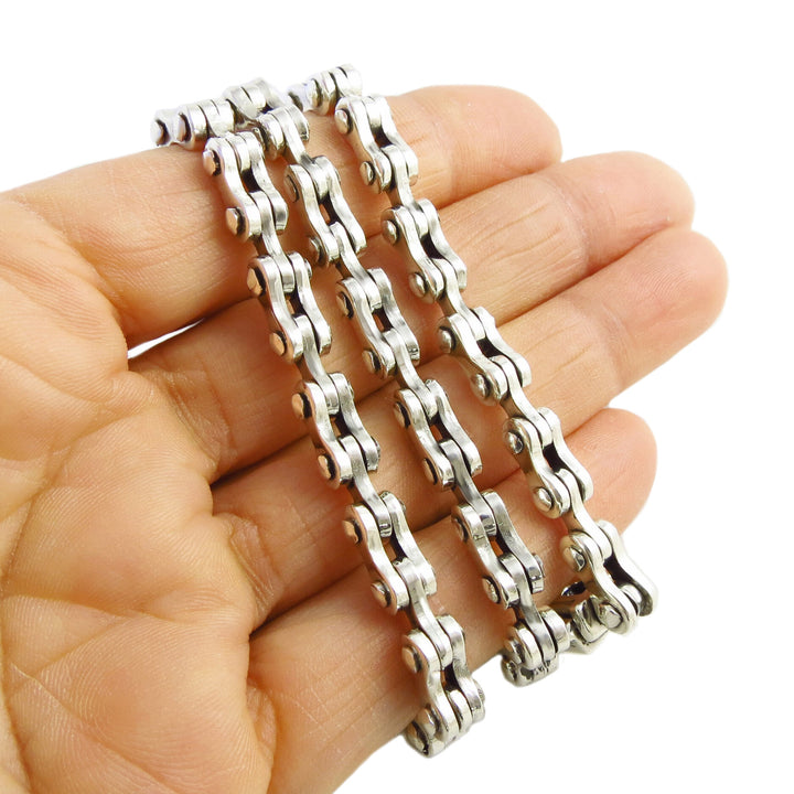 Motorcycle Bike Chain Heavy Sterling Silver Necklace