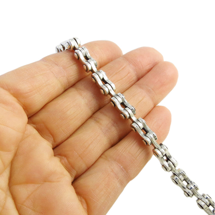 Motorcycle Bike Chain Heavy Sterling Silver Necklace