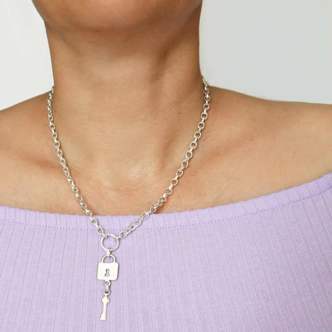 Sterling Silver Lock and Key Necklace