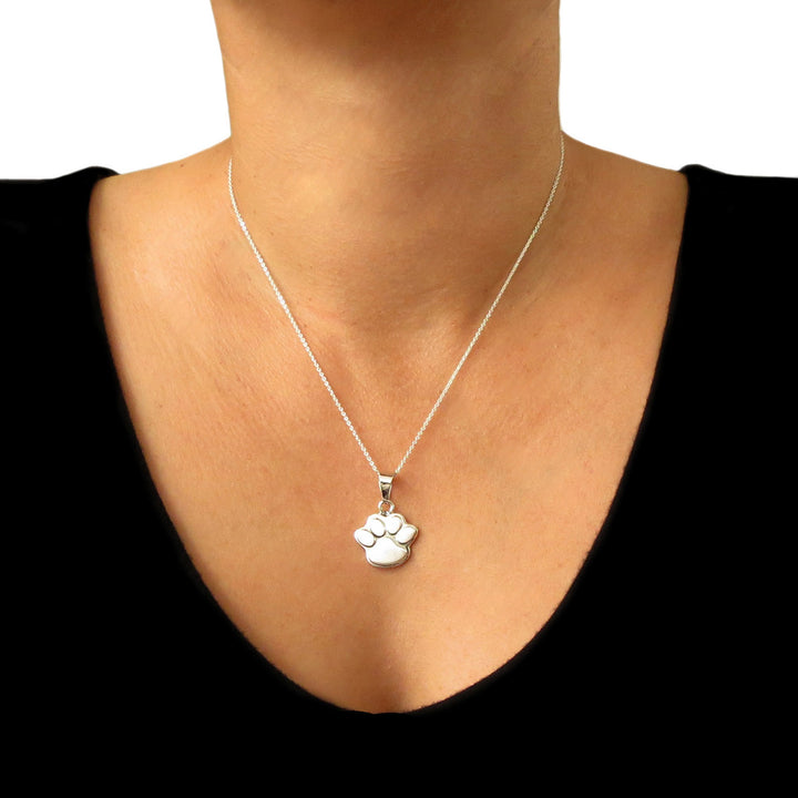 Silver Dog Paw Pendant Necklace - Pet Lovers Gift