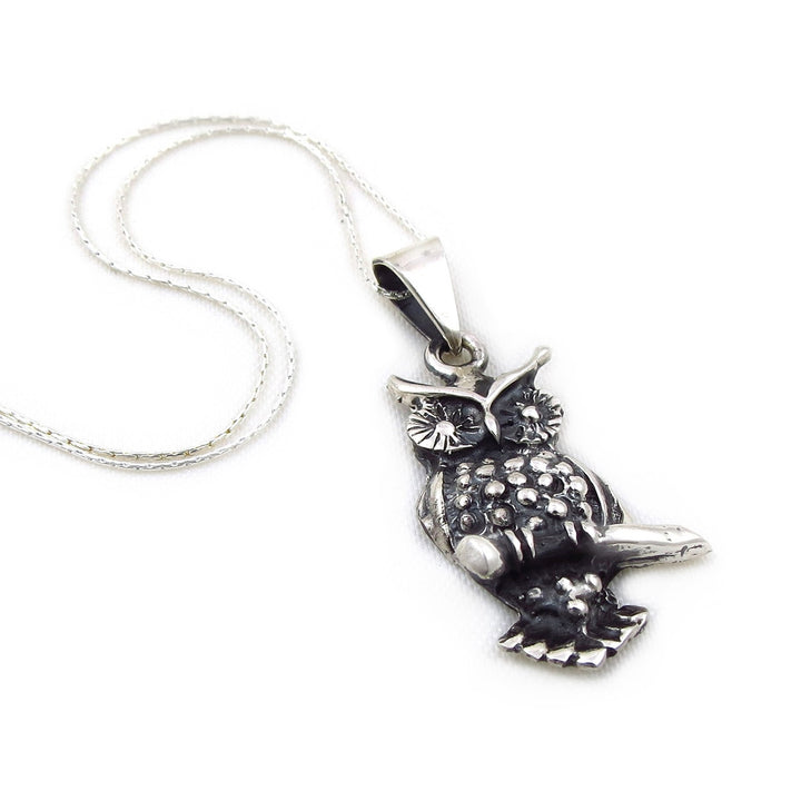 Sterling Silver Owl Pendant Necklace