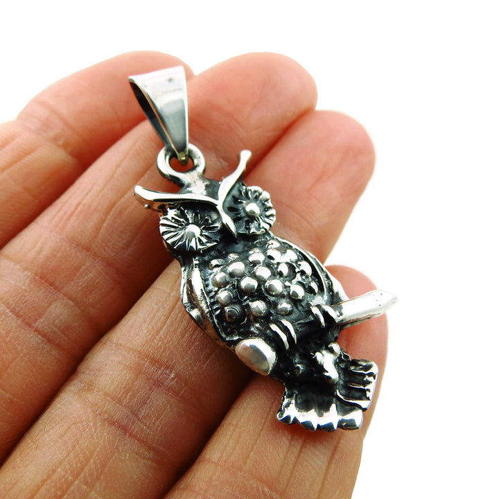 Sterling Silver Owl Pendant Necklace