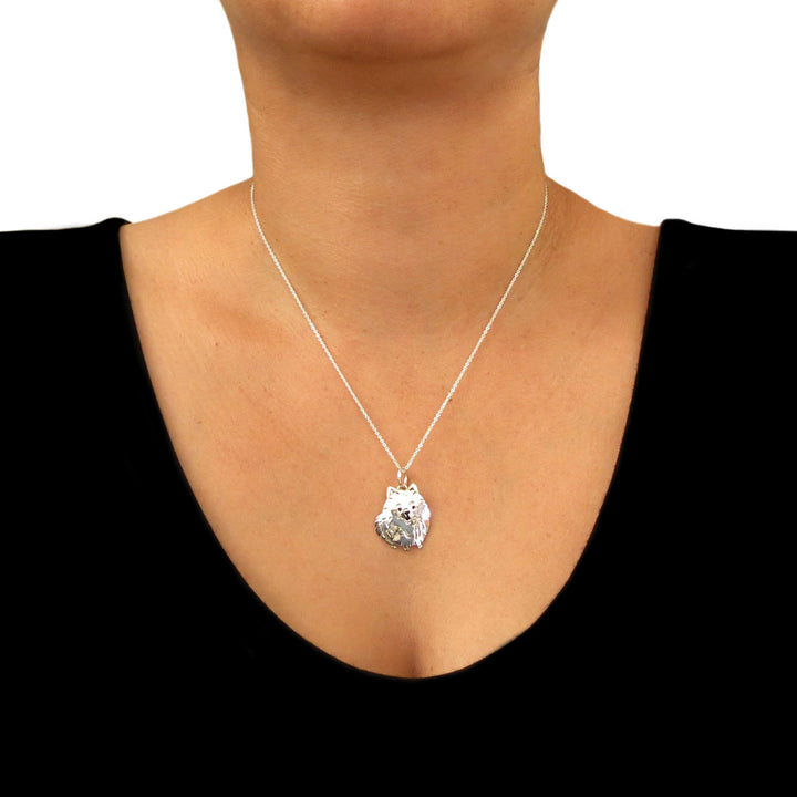Pomeranian Sterling Silver Dog Pendant Necklace