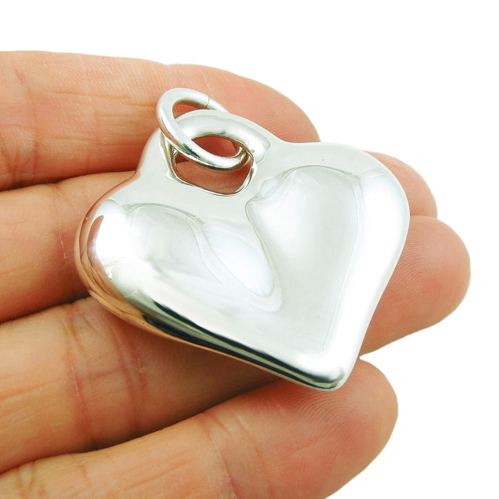 Chunky Heart Pendant Necklace in Sterling Silver
