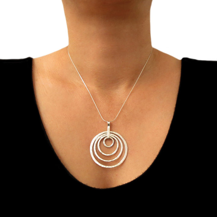 Multi Hoop 925 Sterling Silver Pendant Necklace