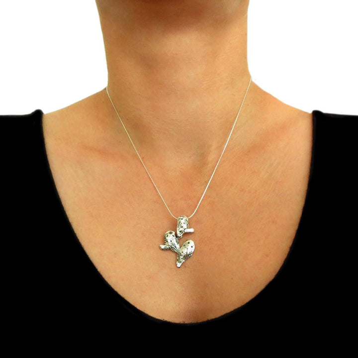 Desert Cactus Nopal Plant 925 Sterling Silver Pendant