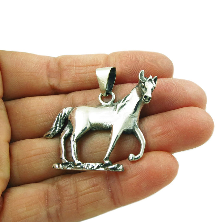 Sterling Silver Horse Pendant Necklace