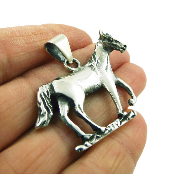 Sterling Silver Horse Pendant Necklace