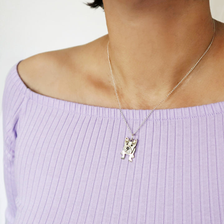 Silver Bulldog Pendant Necklace