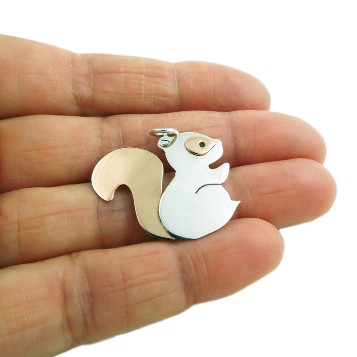 Ladies Two Tone Squirrel Pendant Necklace