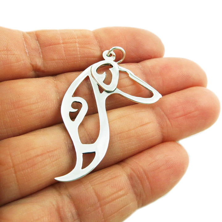 Silver Doberman Dog Pendant Necklace