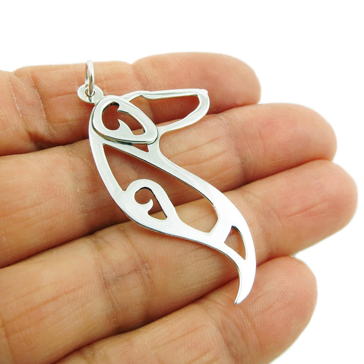 Silver Doberman Dog Pendant Necklace