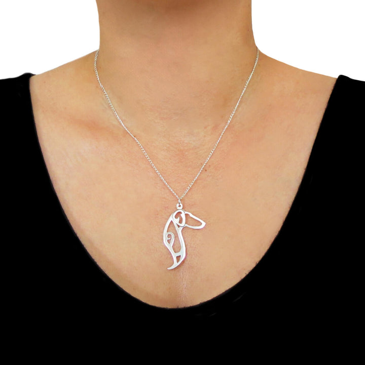 Silver Doberman Dog Pendant Necklace
