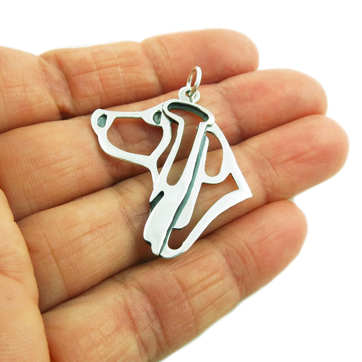 Silver Basset Hound Pendant Necklace