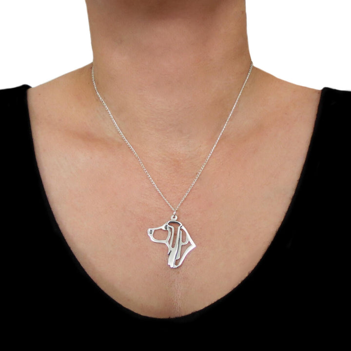 Silver Basset Hound Pendant Necklace