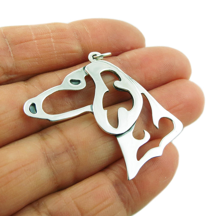 Large Dog Pendant Necklace in Sterling Silver