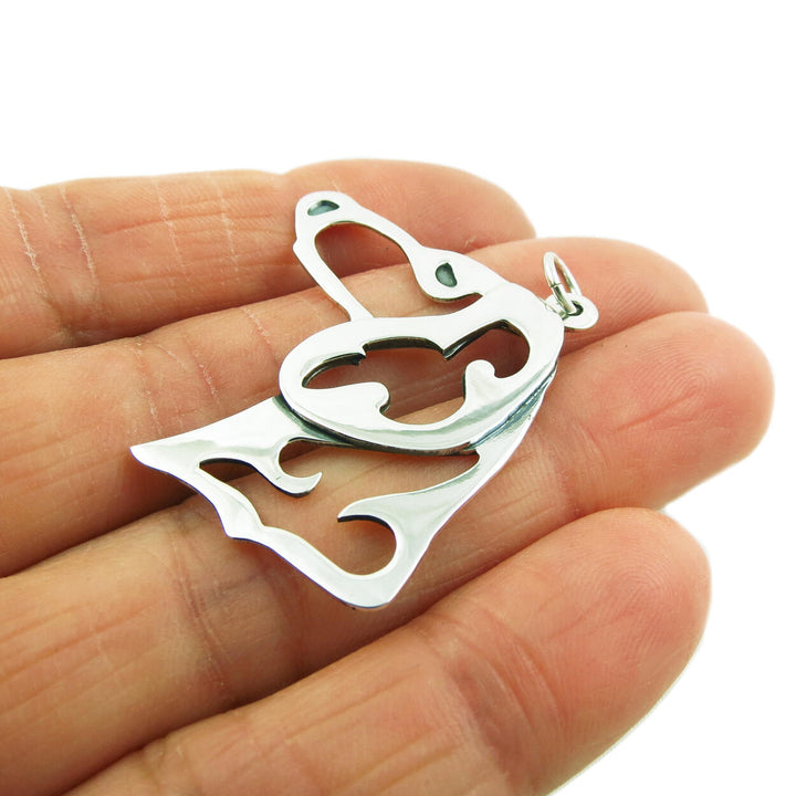 Large Dog Pendant Necklace in Sterling Silver