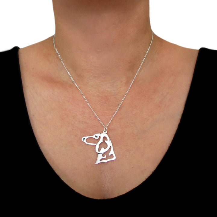 Large Dog Pendant Necklace in Sterling Silver