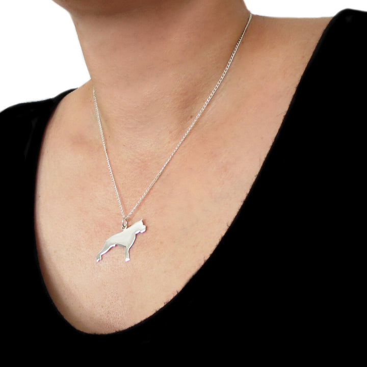 Boxer Dog Sterling Silver Pendant Necklace