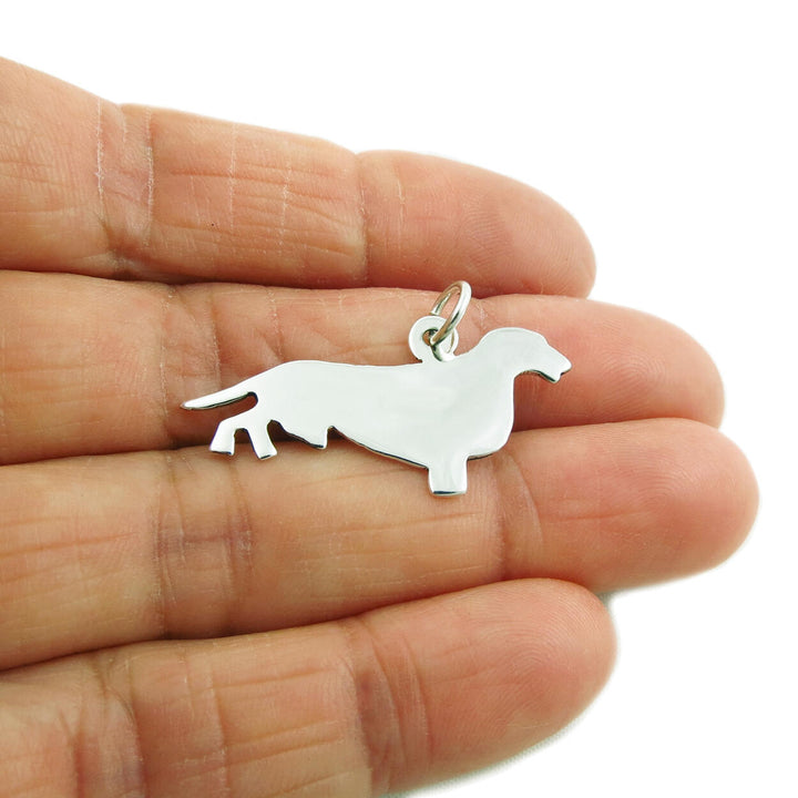 Dachshund Dog Pendant Necklace in Sterling Silver