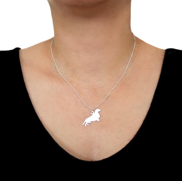 Dachshund Dog Pendant Necklace in Sterling Silver