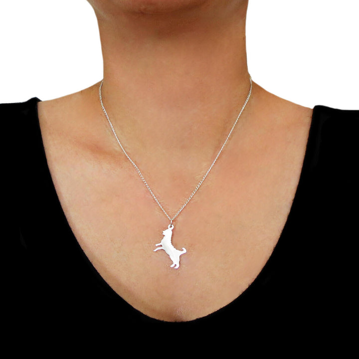 Canine Dog 925 Sterling Silver Animal Pendant Necklace