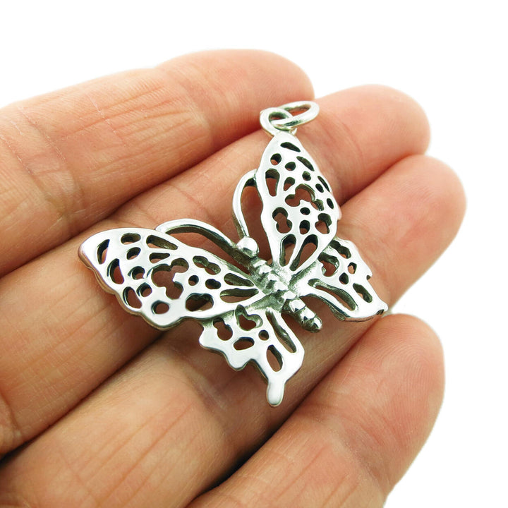 Large Sterling 925 Silver Butterfly Pendant Jewellery