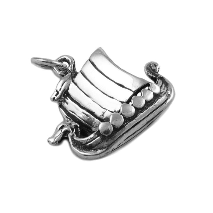 Sterling Silver Viking Long Ship Boat Pendant Necklace