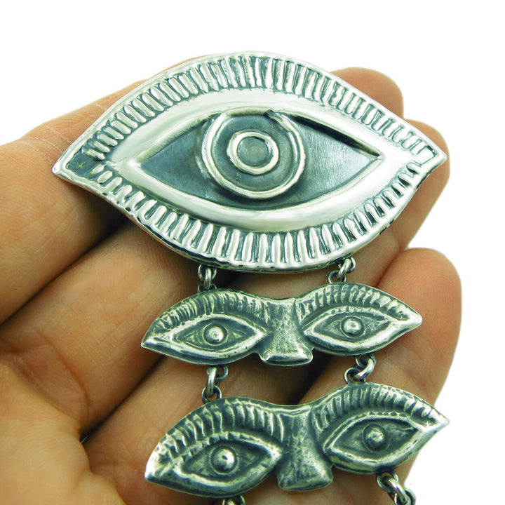 Silver Lucky Eye Pendant Necklace