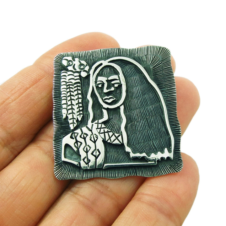 Maria Belen Mexico de Frida Silver Pendant