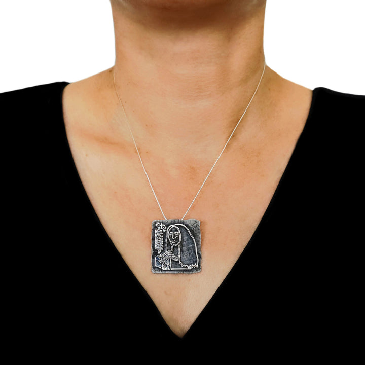 Maria Belen Mexico de Frida Silver Pendant