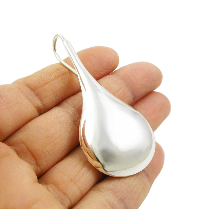 Large Silver Teardrop Pendant Necklace