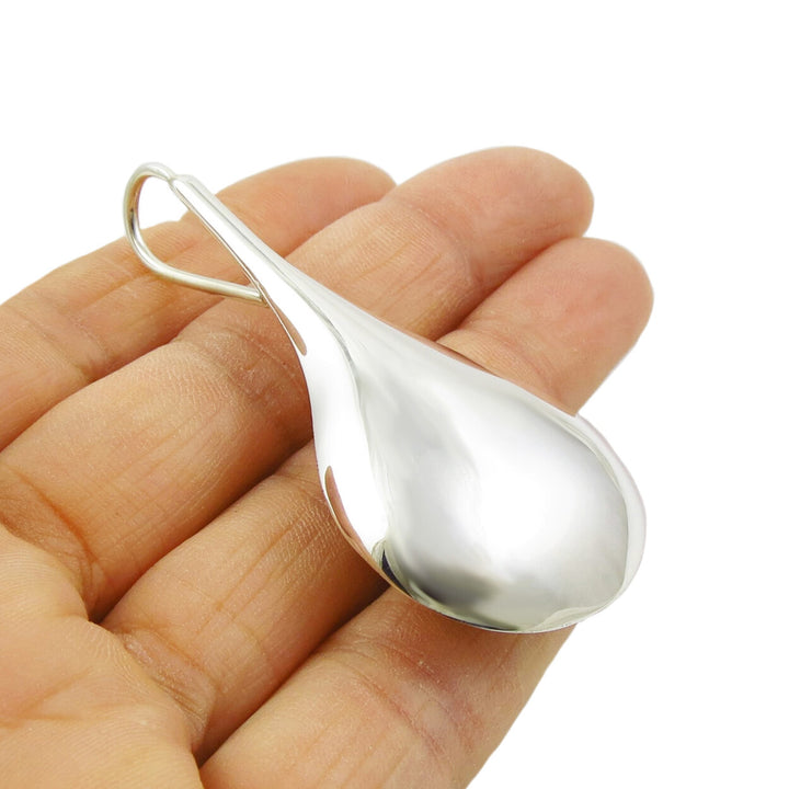 Large Silver Teardrop Pendant Necklace