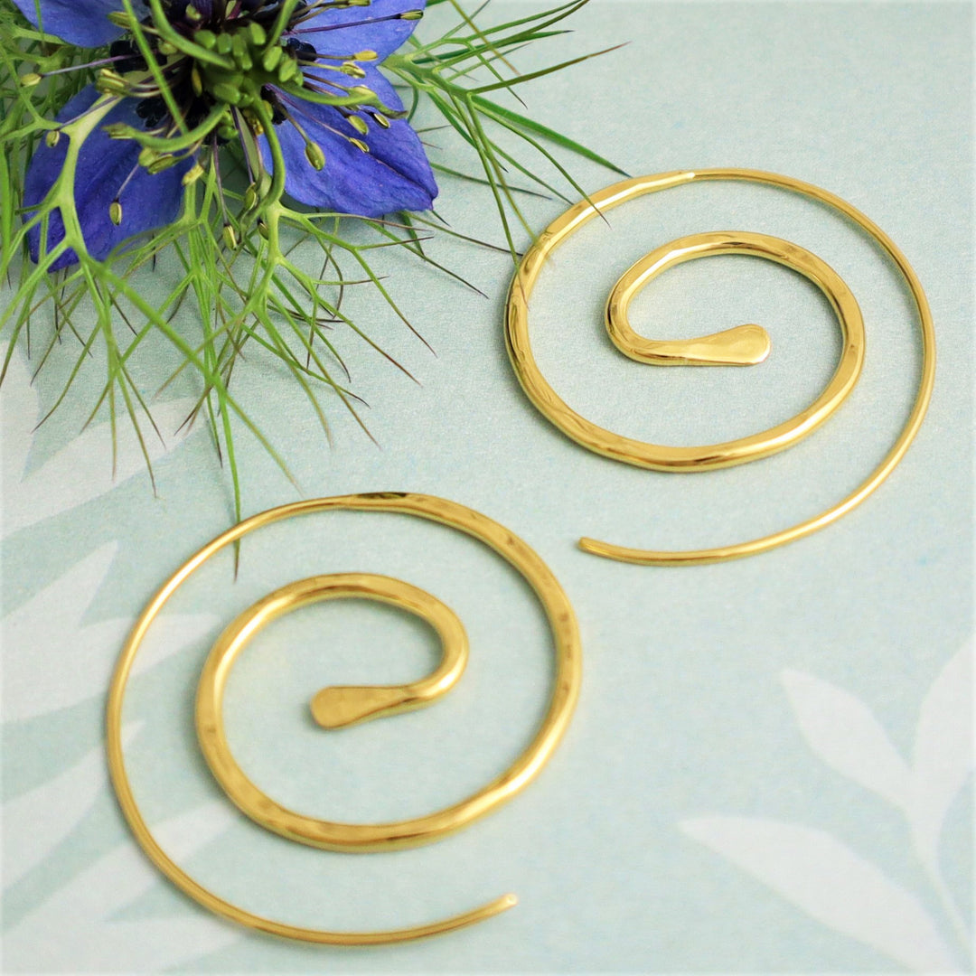 Sterling silver and gold vermeil spiral hoop earrings