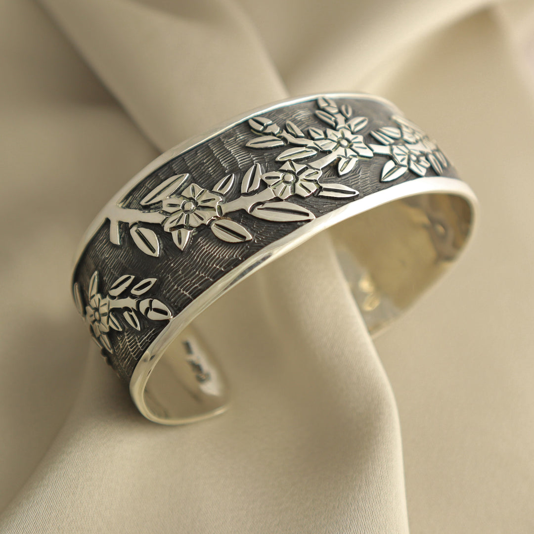Maria Belen sterling silver flower bracelet cuff