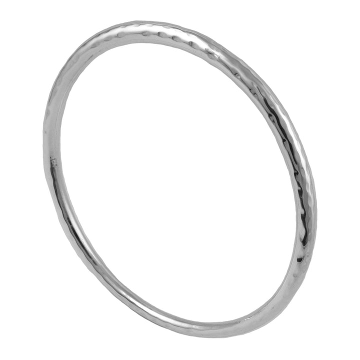 Large Hammered Circle Bangle in Sterling Silver